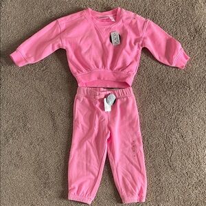 The Children's Place Bright Pink Cropped Sweatshirt & Jogger Set
